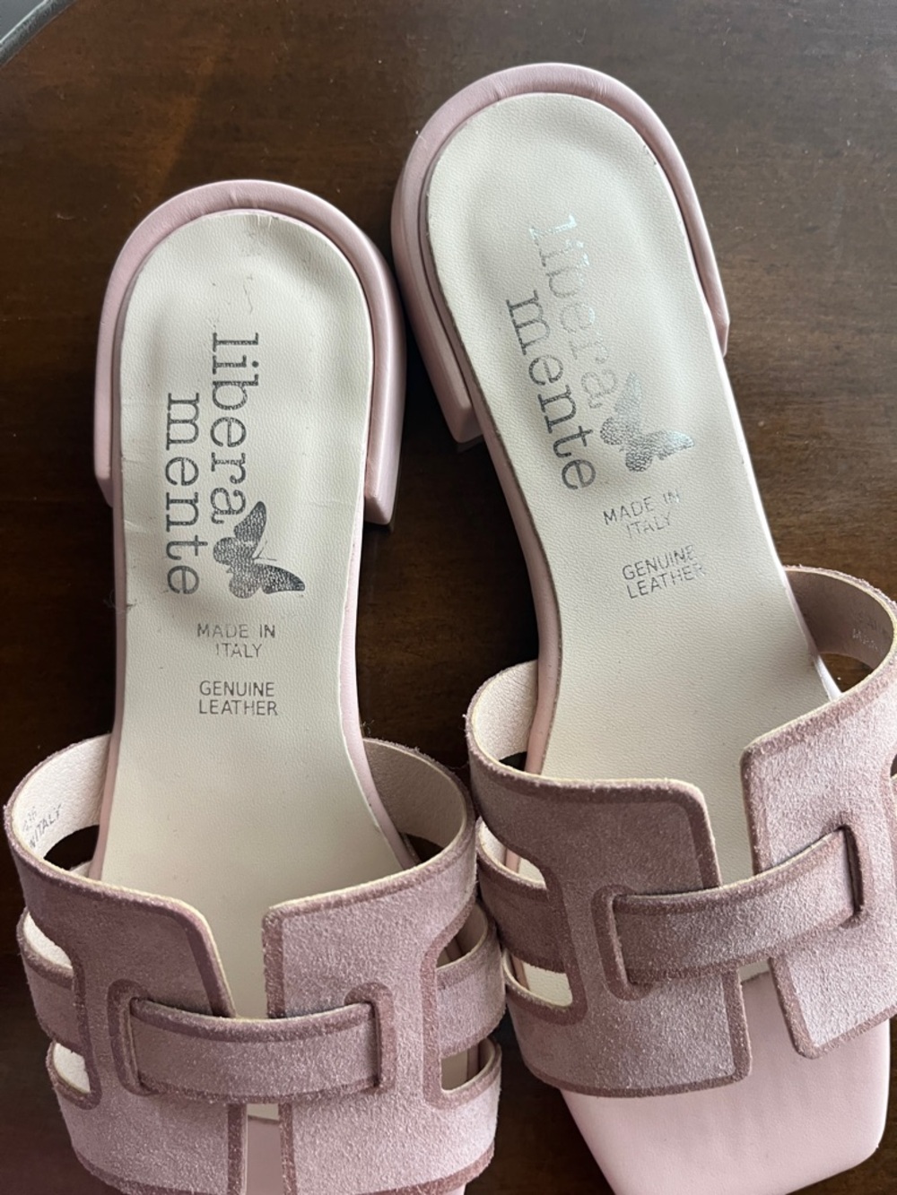 Liberamente Pink Suede Slide Sandals - Genuine Leather